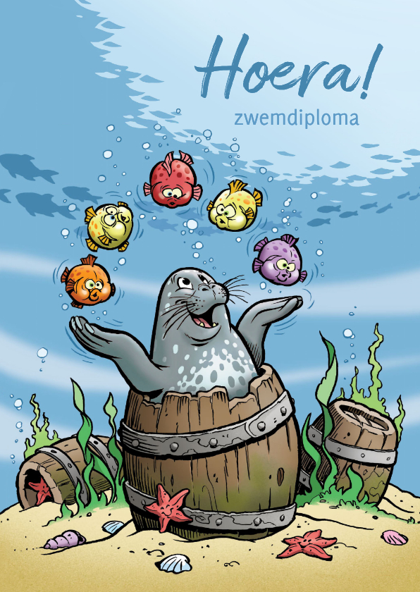 Geslaagd zwemdiploma zeehond - Geslaagd kaarten Geslaagd kaarten - Geslaagd zwemdiploma zeehond