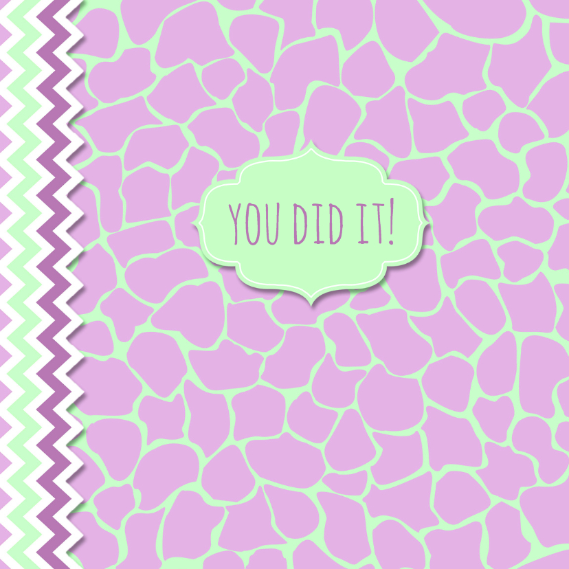 Geslaagdkaart giraffeprint roze - Geslaagd kaarten Geslaagd kaarten - Geslaagdkaart giraffeprint roze