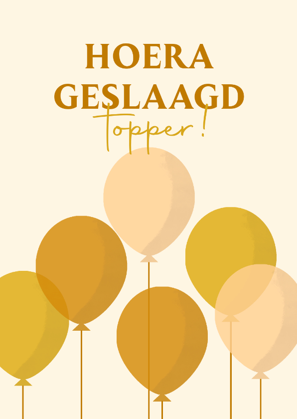 Geslaagd kaarten - Geslaagdkaart met gele ballonnen