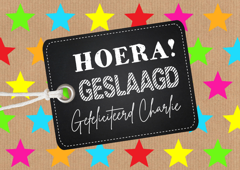 Geslaagdkaart sterren label en kraftprint - Geslaagd kaarten Geslaagd kaarten - Geslaagdkaart sterren label en kraftprint