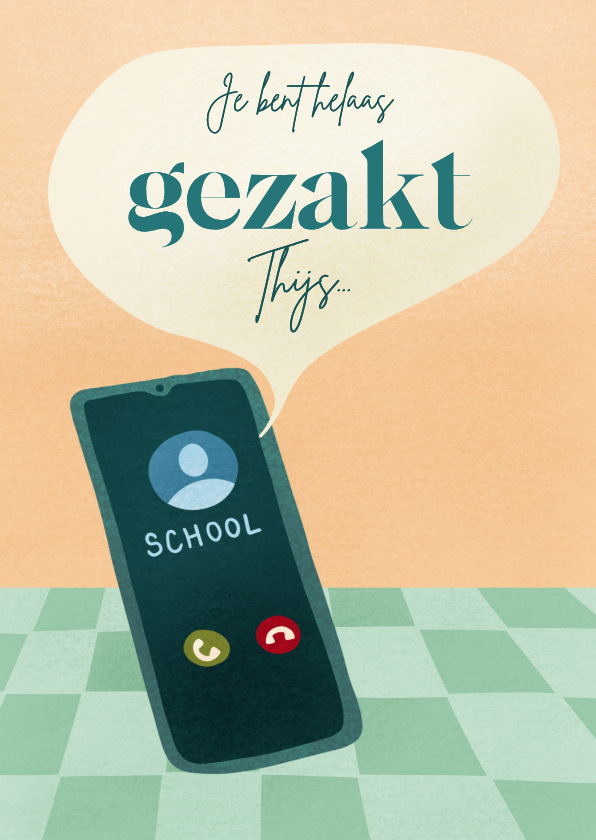 Geslaagd kaarten - Gezakt kaart met telefoon om iemand op te vrolijken 