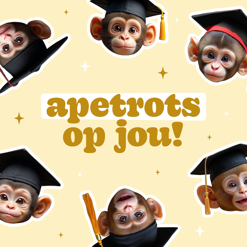 Grappig geslaagd kaartje met apen trots op jou - Geslaagd kaarten Geslaagd kaarten - Grappig geslaagd kaartje met apen trots op jou