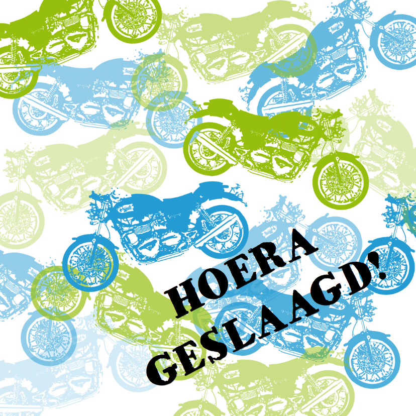 Hoera Geslaagd Motor - Geslaagd kaarten Geslaagd kaarten - Hoera Geslaagd Motor