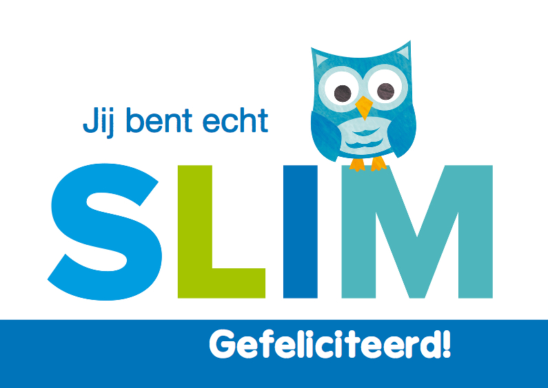 Jij bent echt slim - blauwe uil - Geslaagd kaarten Geslaagd kaarten - Jij bent echt slim - blauwe uil