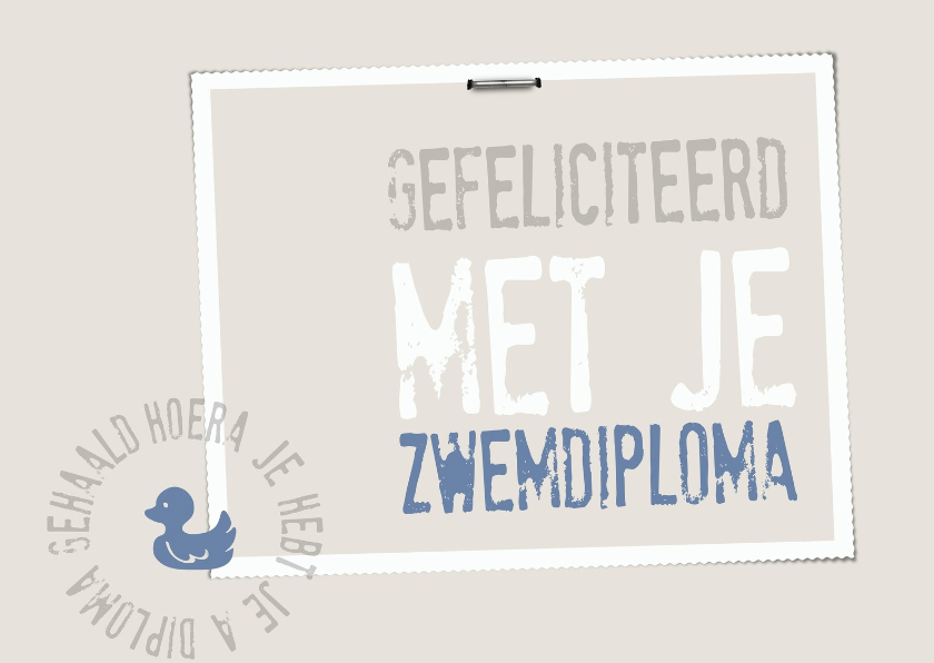 Kaart zwemdiploma eend - Geslaagd kaarten Geslaagd kaarten - Kaart zwemdiploma eend