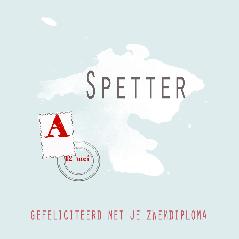 Kaart Zwemdiploma spetter - Geslaagd kaarten Geslaagd kaarten - Kaart Zwemdiploma spetter