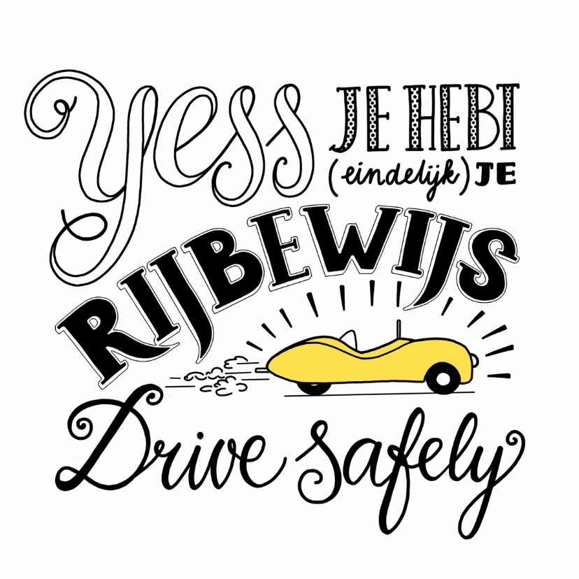 Rijbewijs - auto wit EM - Geslaagd kaarten Geslaagd kaarten - Rijbewijs - auto wit EM