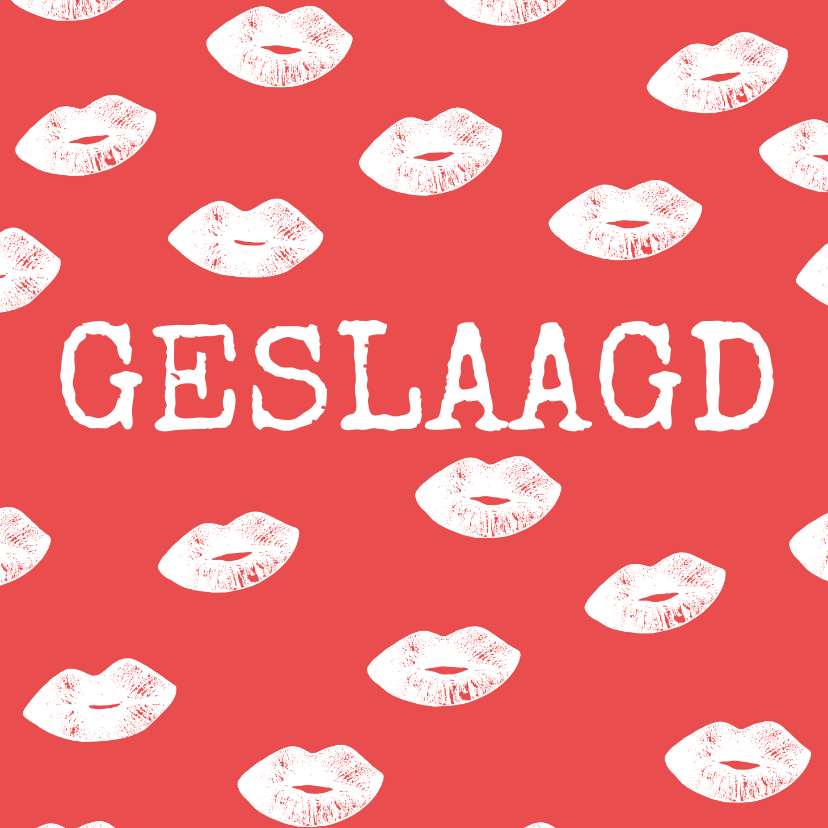Stoere geslaagd kaart in rood met witte kusjes - Geslaagd kaarten Geslaagd kaarten - Stoere geslaagd kaart in rood met witte kusjes