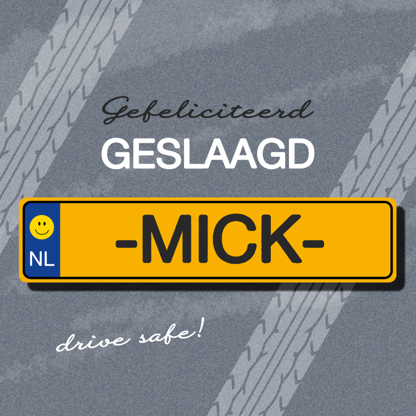 Stoere geslaagdkaart met nummerbord en eigen naam aanpasbaar - Geslaagd kaarten Geslaagd kaarten - Stoere geslaagdkaart met nummerbord en eigen naam aanpasbaar