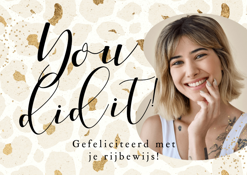 Geslaagd kaarten - Trendy geslaagd kaart rijbewijs you did it panterprint goud 