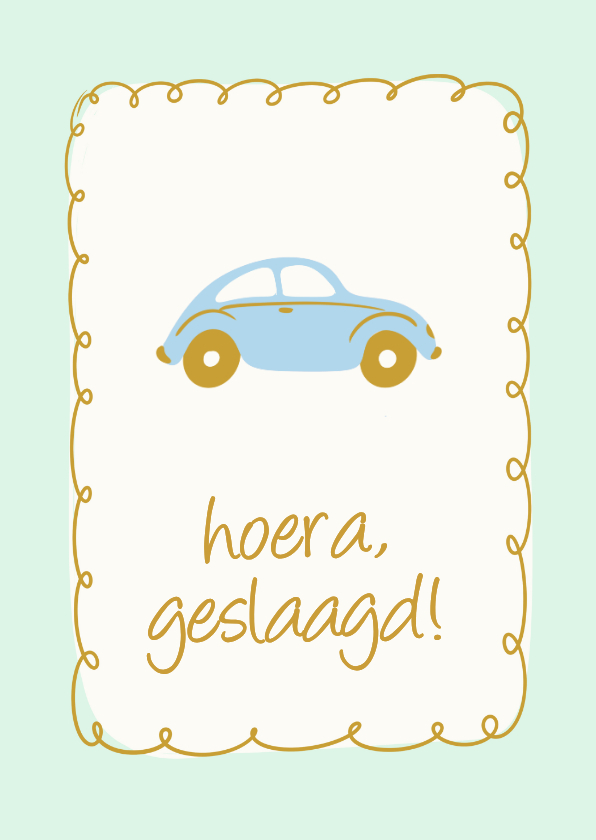 Geslaagd kaarten - Trendy kaartje geslaagd auto rijbewijs groen blauw
