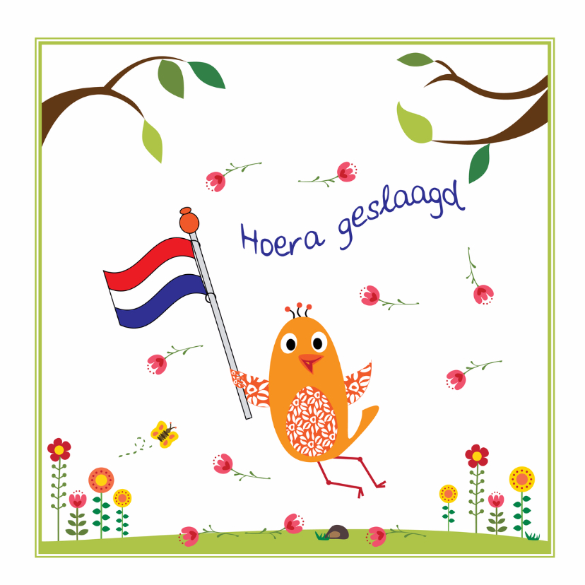 Vogeltje maakt vreugdesprong - Geslaagd kaarten Geslaagd kaarten - Vogeltje maakt vreugdesprong