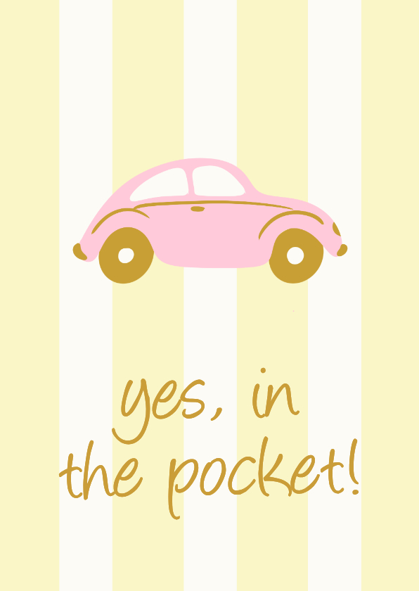 Geslaagd kaarten - Vrolijke gestreepte gele geslaagdkaart voor auto rijbewijs