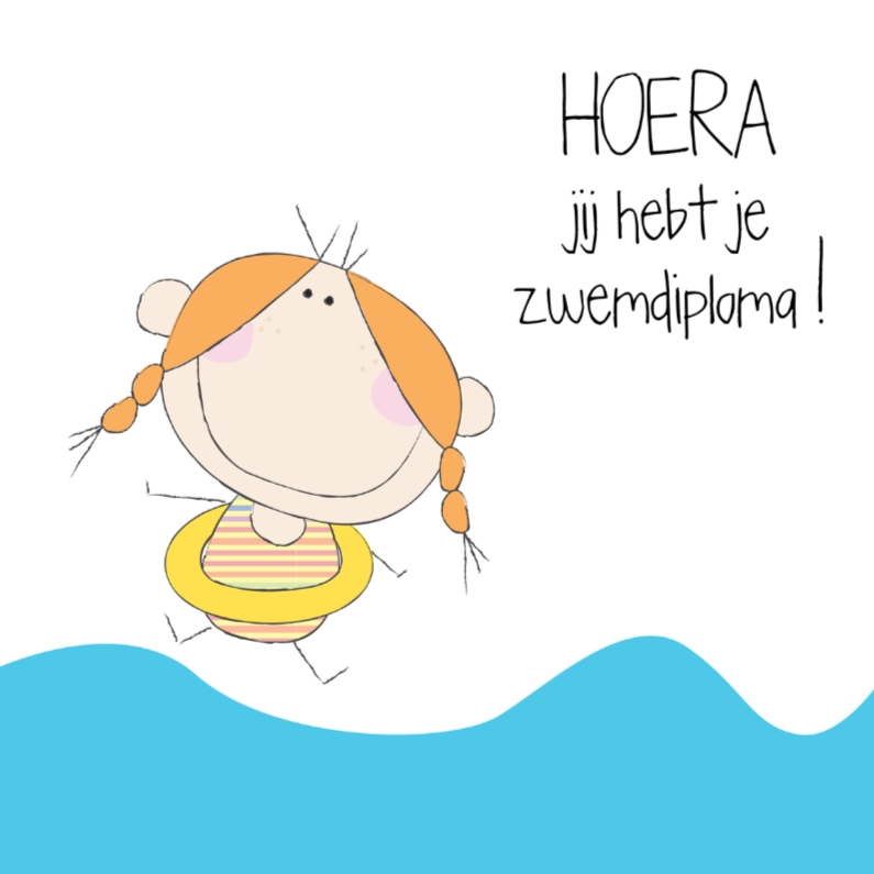 Zwemdiploma behaald meisje - Geslaagd kaarten Geslaagd kaarten - Zwemdiploma behaald meisje
