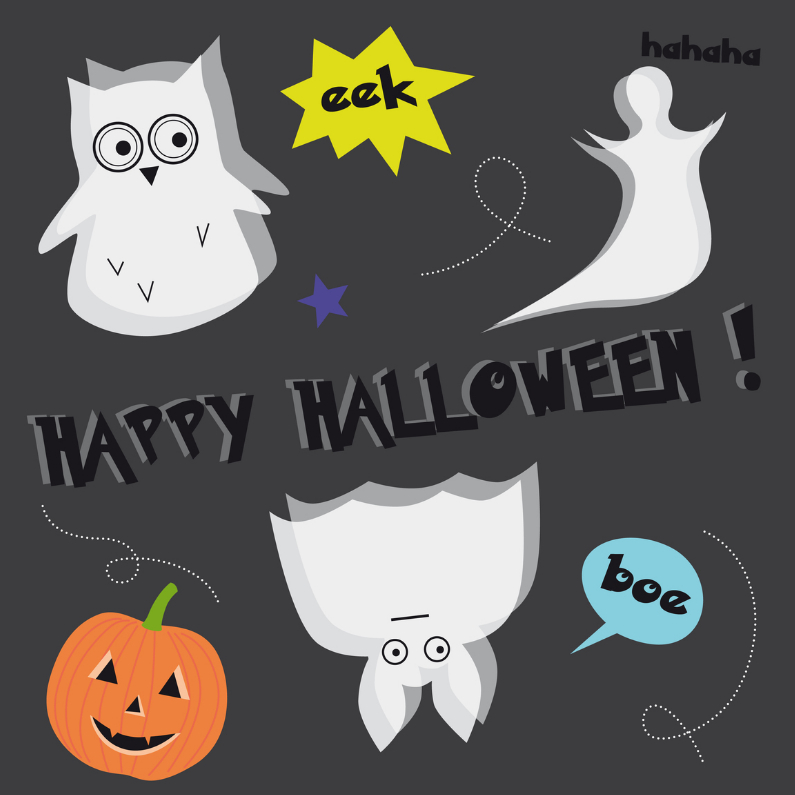 Halloween-Happy Spooky-HK - Halloween kaarten Halloween kaarten - Halloween-Happy Spooky-HK