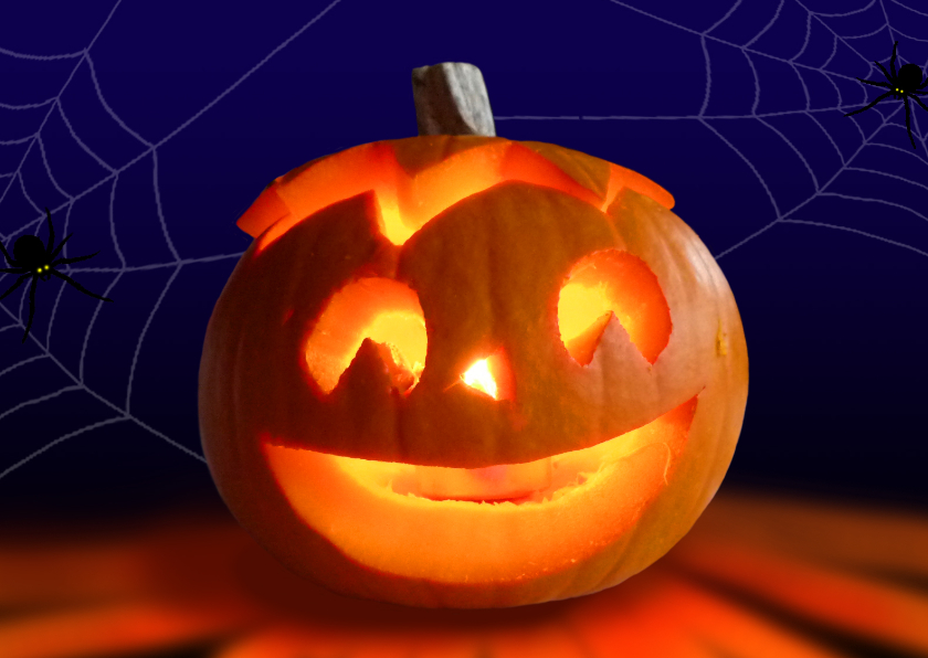 Halloween Pompoen met kaarslicht - Halloween kaarten Halloween kaarten - Halloween Pompoen met kaarslicht
