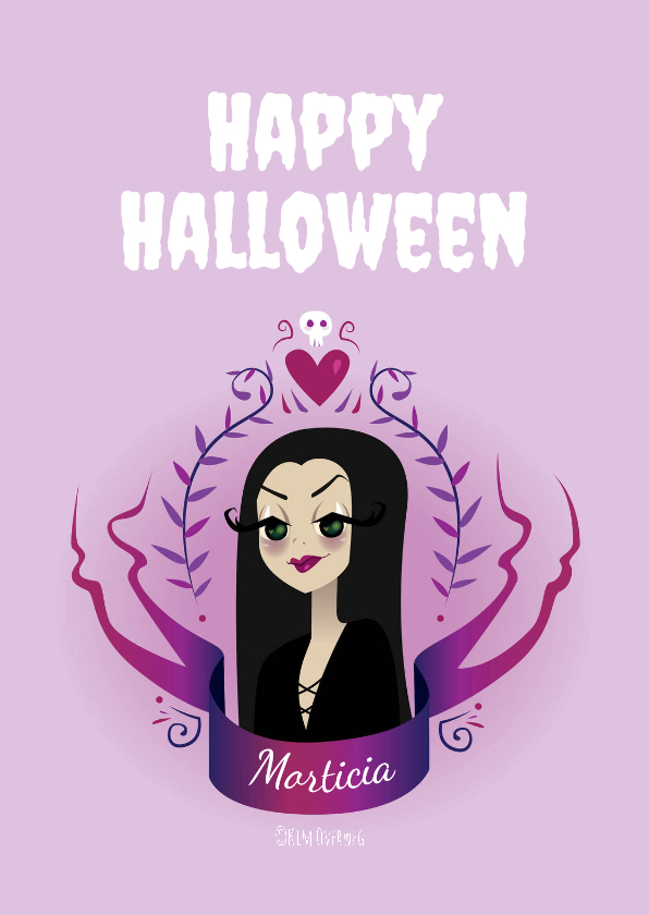 Morticia Illustratie - KO - Halloween kaarten Halloween kaarten - Morticia Illustratie - KO