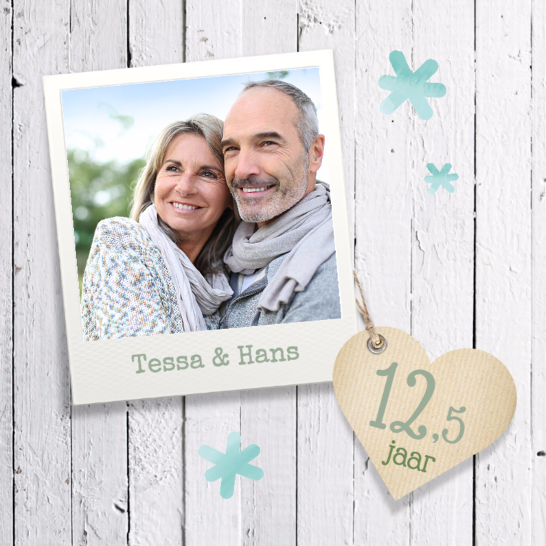 12,5 jaar hart label kaart - Jubileumkaarten Jubileumkaarten - 12,5 jaar hart label kaart