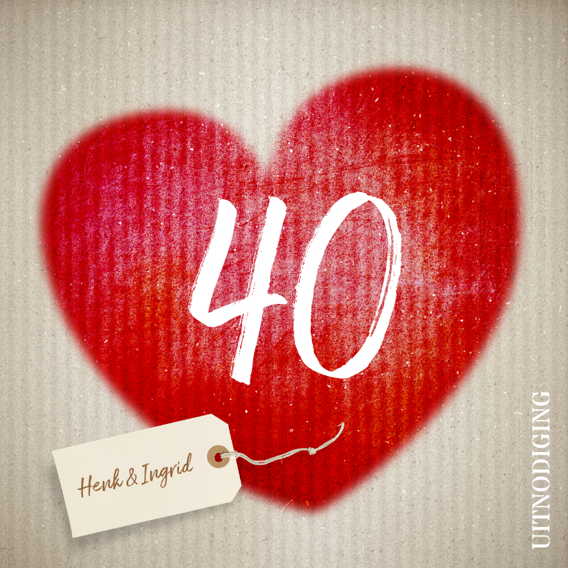 Jubileumkaarten - 40 jaar huwelijk hart - uitnodiging