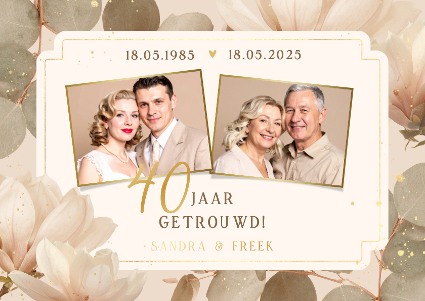 Botanische uitnodiging 40 jaar getrouwd jubileum eucalyptus - Jubileumkaarten Jubileumkaarten - Botanische uitnodiging 40 jaar getrouwd jubileum eucalyptus