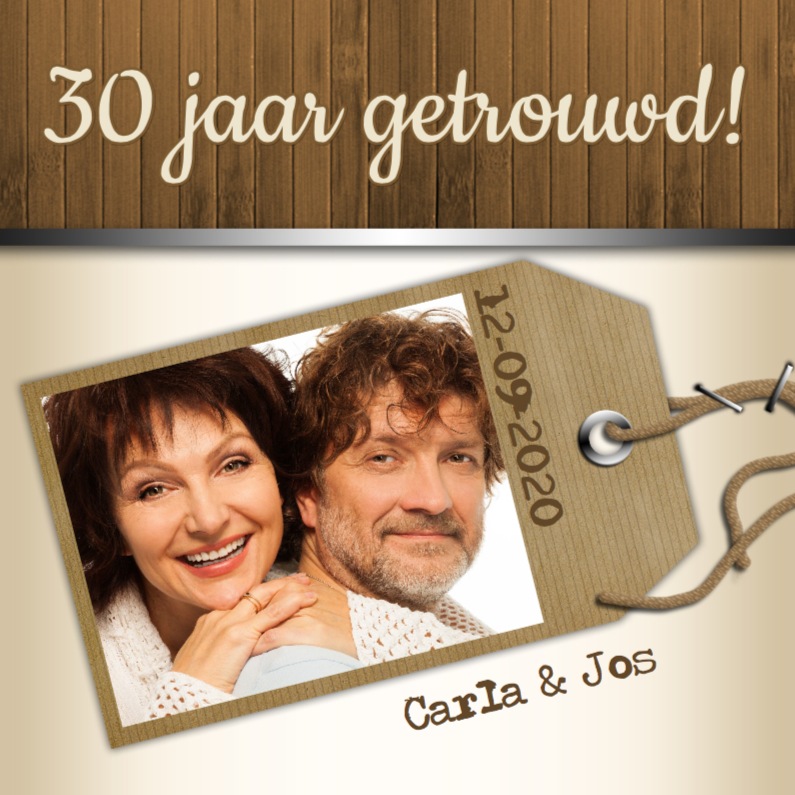 Feest hout en naamkaartje c - Jubileumkaarten Jubileumkaarten - Feest hout en naamkaartje c