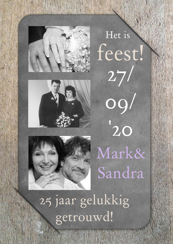 Feest krijtbord op hout RB - Jubileumkaarten Jubileumkaarten - Feest krijtbord op hout RB