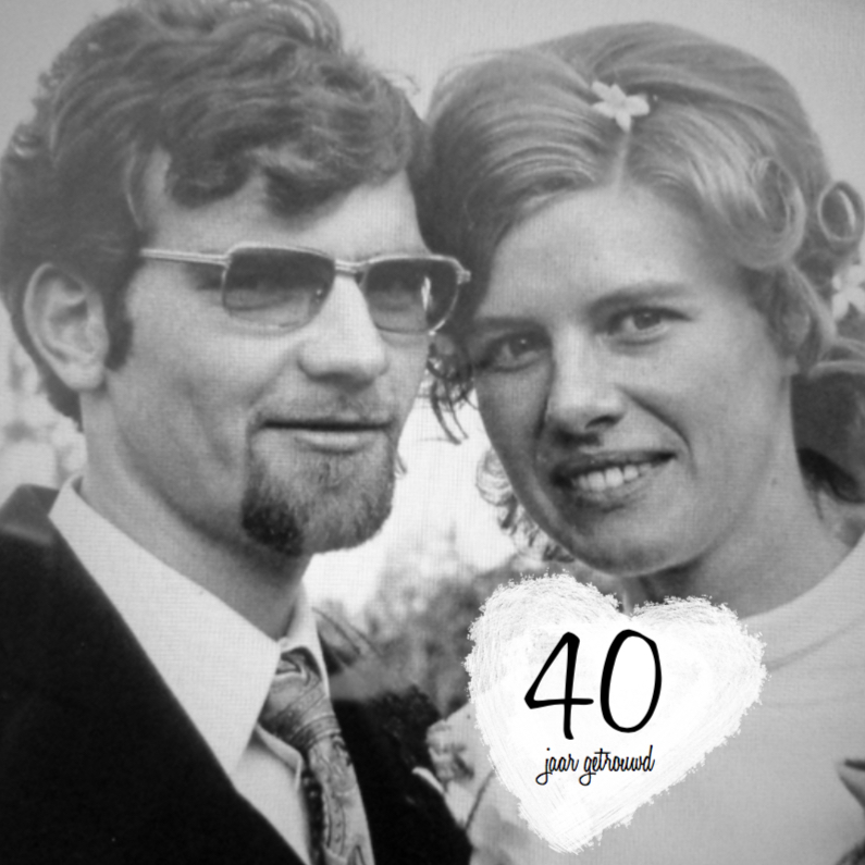 Foto uitnodiging 40 jaar getrouwd met wolk hart - Jubileumkaarten Jubileumkaarten - Foto uitnodiging 40 jaar getrouwd met wolk hart