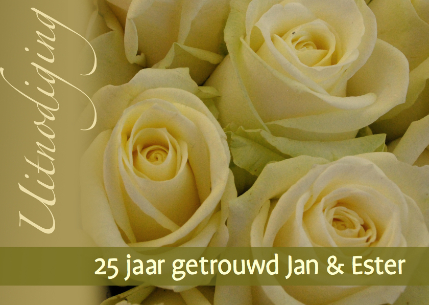 Fotokaart geel witte rozen - Jubileumkaarten Jubileumkaarten - Fotokaart geel witte rozen