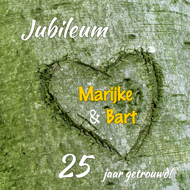 Hart in boom - 25 jaar getrouwd - OT - Jubileumkaarten Jubileumkaarten - Hart in boom - 25 jaar getrouwd - OT
