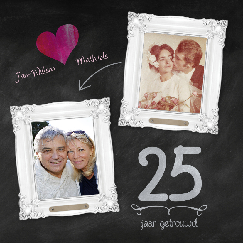Hippe 25 jaar huwelijk kaart - Jubileumkaarten Jubileumkaarten - Hippe 25 jaar huwelijk kaart