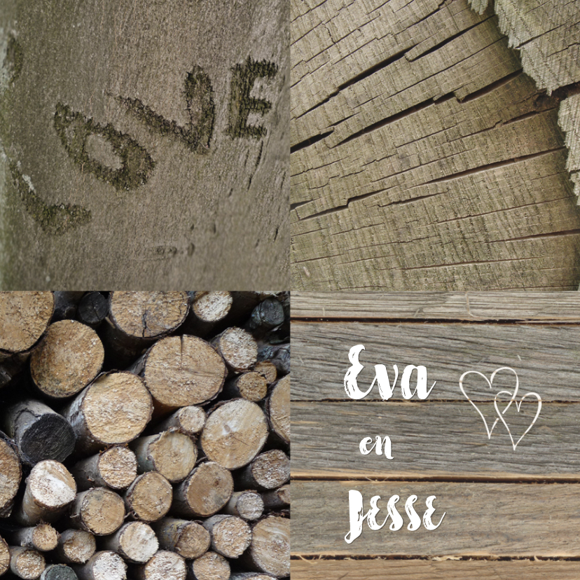 Houten Liefde - Jubileumkaarten Jubileumkaarten - Houten Liefde