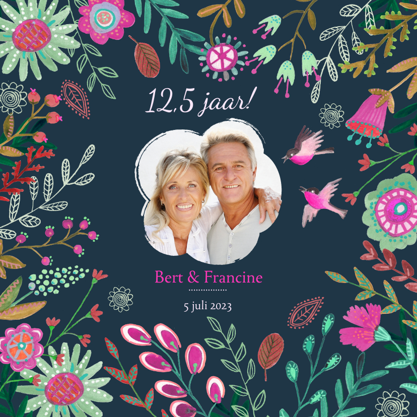 Huwelijks jubileum 12,5 jaar bloemen - Jubileumkaarten Jubileumkaarten - Huwelijks jubileum 12,5 jaar bloemen