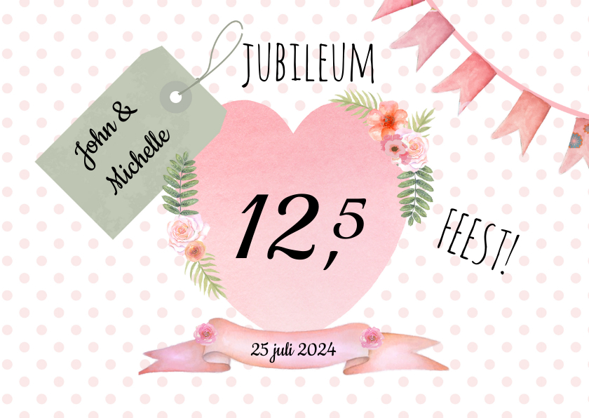 Huwelijksjubileum aquarelhart - Jubileumkaarten Jubileumkaarten - Huwelijksjubileum aquarelhart
