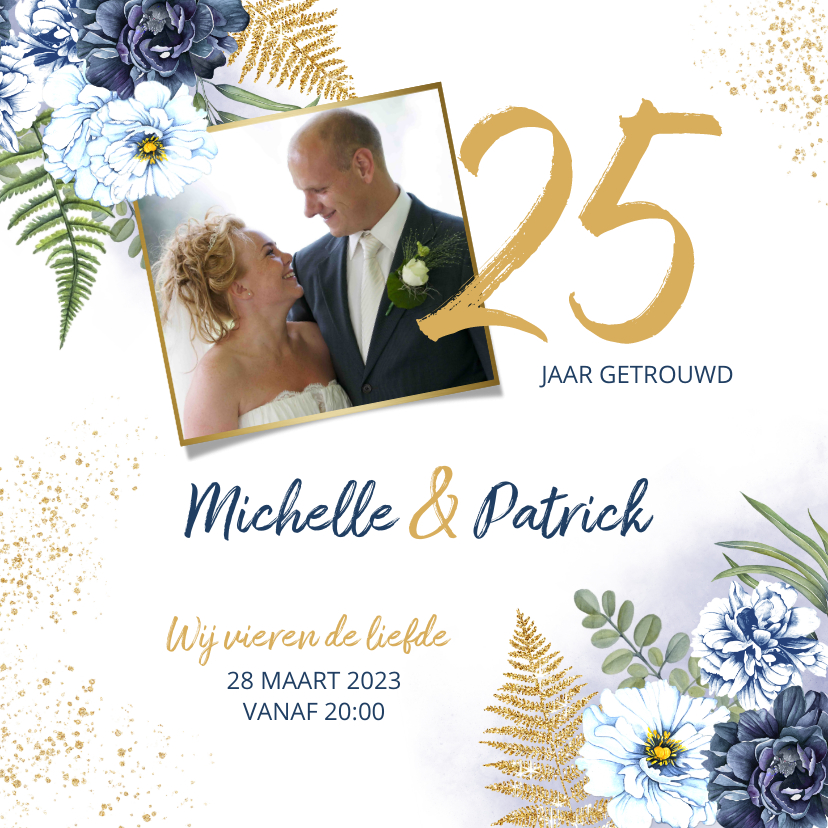 Huwelijksjubileum blauwe rozen foto - Jubileumkaarten Jubileumkaarten - Huwelijksjubileum blauwe rozen foto