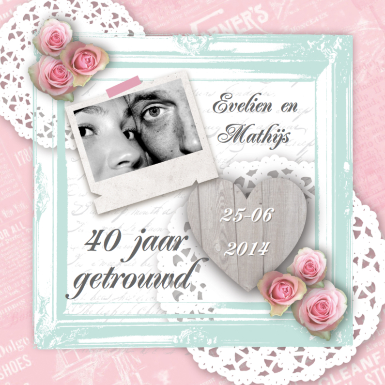 Huwelijksjubileum lief fotolijst rozen - Jubileumkaarten Jubileumkaarten - Huwelijksjubileum lief fotolijst rozen