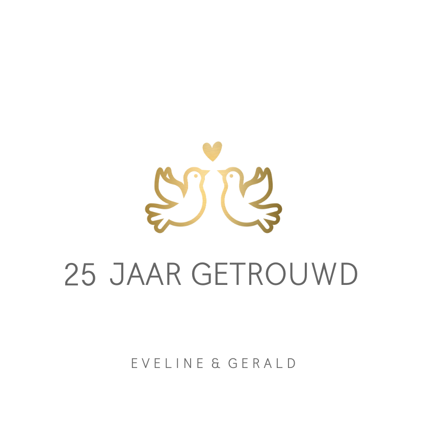 Huwelijksjubileum uitnodiging klassiek met gouden duifjes - Jubileumkaarten Jubileumkaarten - Huwelijksjubileum uitnodiging klassiek met gouden duifjes