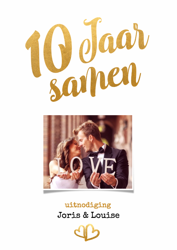 Jubileumkaarten - Jubileum 10 jaar samen goud - BK