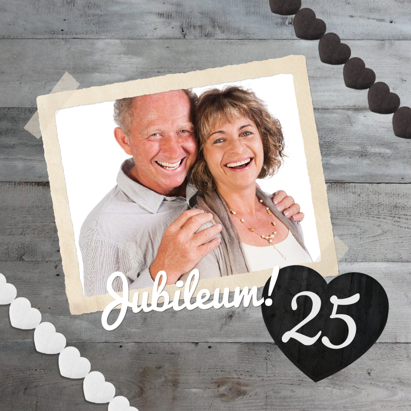 Jubileum 25 Hout & Grijs stijlvol - Jubileumkaarten Jubileumkaarten - Jubileum 25 Hout & Grijs stijlvol