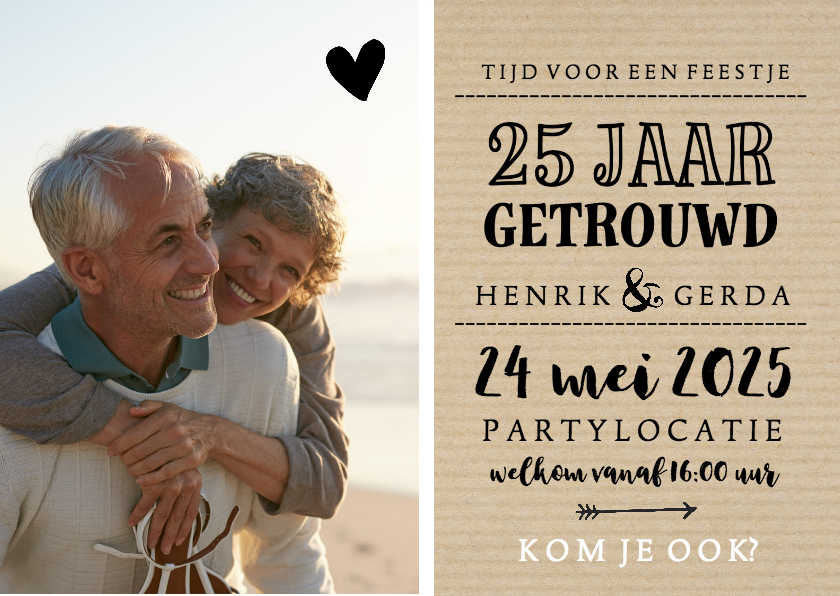 Jubileum - 25 jaar getrouwd met naam - Jubileumkaarten Jubileumkaarten - Jubileum - 25 jaar getrouwd met naam