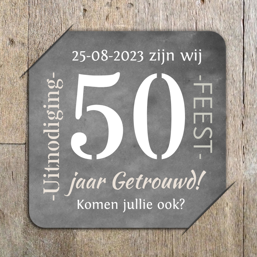 Jubileum 50 hout en foto RB - Jubileumkaarten Jubileumkaarten - Jubileum 50 hout en foto RB