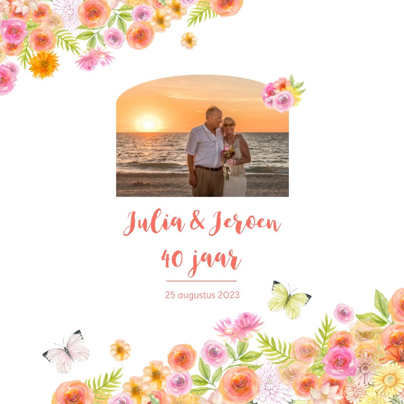 Jubileum aquarel bloemen - Jubileumkaarten Jubileumkaarten - Jubileum aquarel bloemen