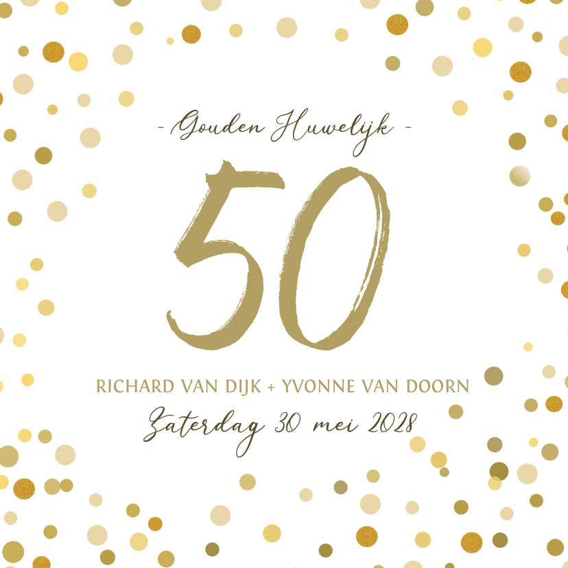 Jubileum confetti goud av - Jubileumkaarten Jubileumkaarten - Jubileum confetti goud av