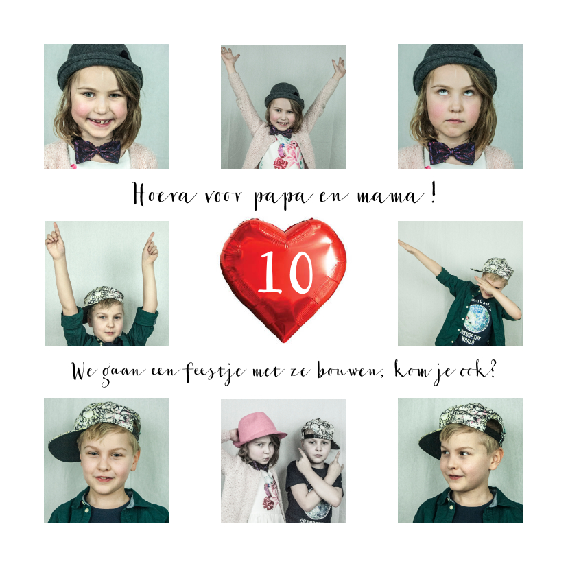 Jubileum fotocollage met afbeelding folie hart - Jubileumkaarten Jubileumkaarten - Jubileum fotocollage met afbeelding folie hart