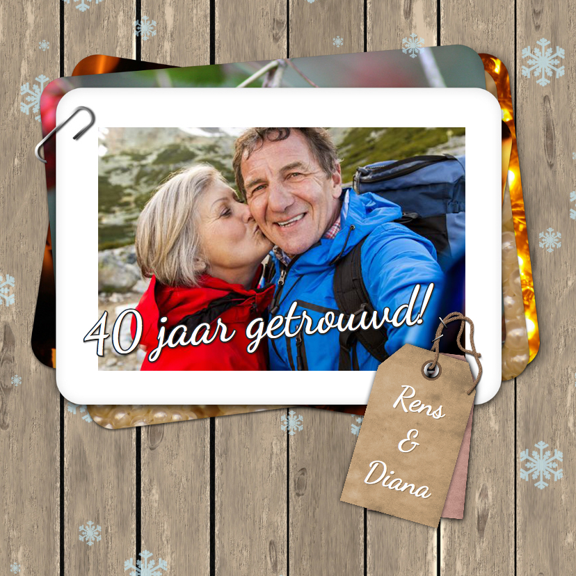 Jubileum fotostapel hout RB - Jubileumkaarten Jubileumkaarten - Jubileum fotostapel hout RB