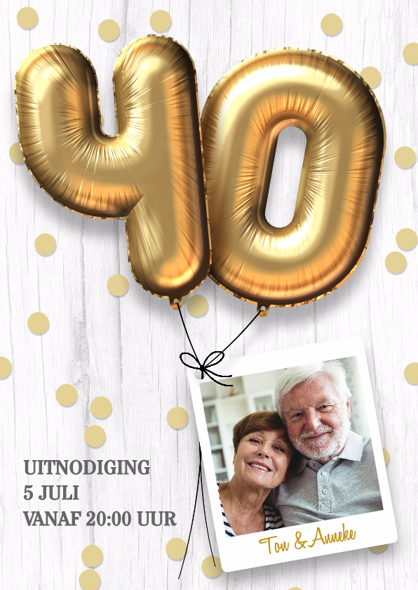 Jubileumkaarten - Jubileum huwelijk uitnodiging 40 jaar
