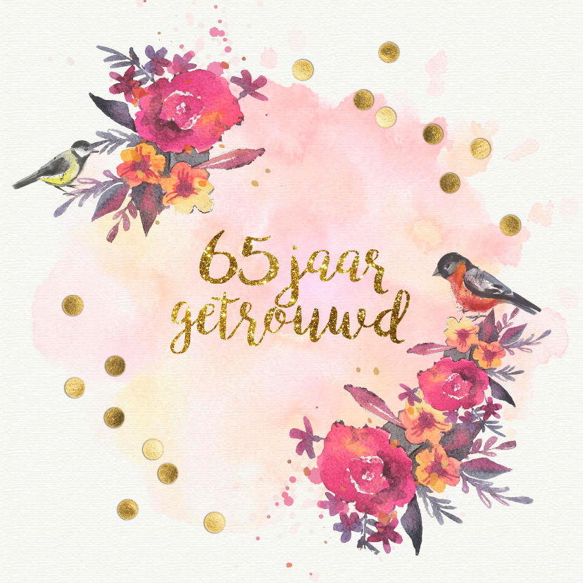 Jubileum kaart confetti 65 jaar getrouwd - Jubileumkaarten Jubileumkaarten - Jubileum kaart confetti 65 jaar getrouwd