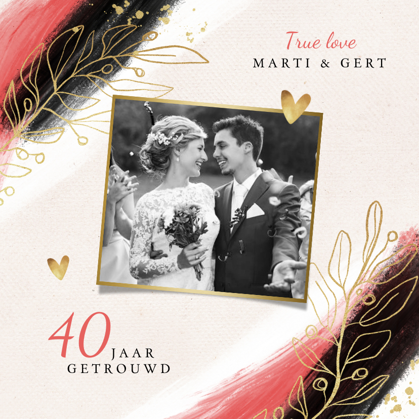 Jubileum uitnodiging 40 jaar robijn goud stijlvol verf - Jubileumkaarten Jubileumkaarten - Jubileum uitnodiging 40 jaar robijn goud stijlvol verf