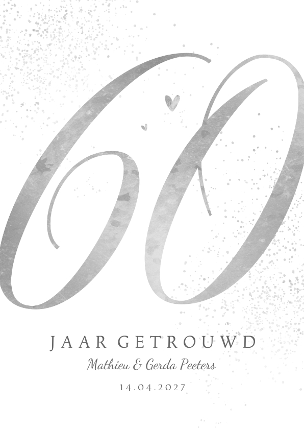 Jubileumkaarten - Jubileum uitnodiging 60 jaar klassiek diamant hartjes