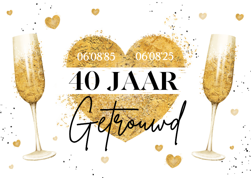 Jubileum uitnodiging huwelijksjubileum hartjes champagne - Jubileumkaarten Jubileumkaarten - Jubileum uitnodiging huwelijksjubileum hartjes champagne