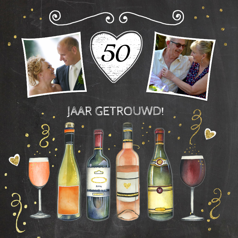 Jubileum vijftig jaar wijn - Jubileumkaarten Jubileumkaarten - Jubileum vijftig jaar wijn
